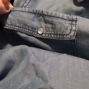 Cato Large Tencel denim colored button down pearl snap shirt